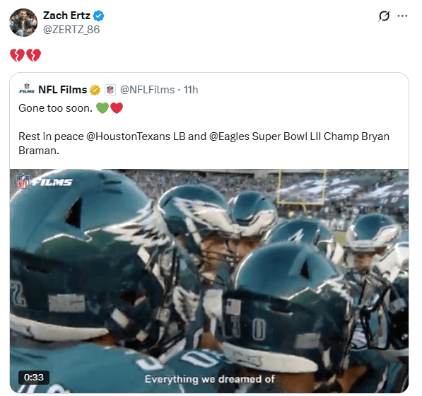 "Emotional Storm in Philadelphia: Zach Ertz Forgets Old Grudges, Cries Farewell to Brother Bryan Braman!"
