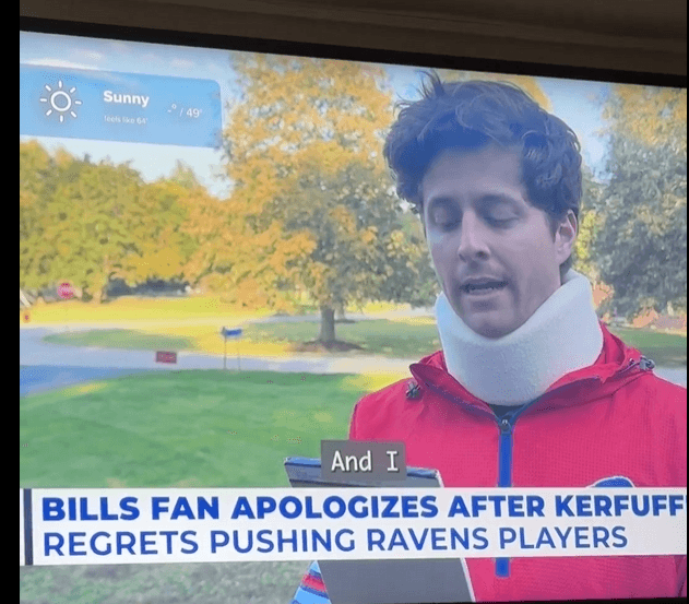 The Bills Fan Who Was Hit By Lamar Jackson Apologizes With His Neck Brace On