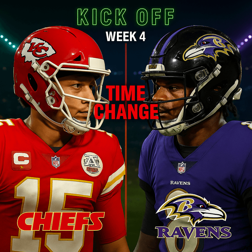 TIME CHANGE: Chiefs vs. Ravens Game Rescheduled Watch — Storm Humberto Impact & Game Information