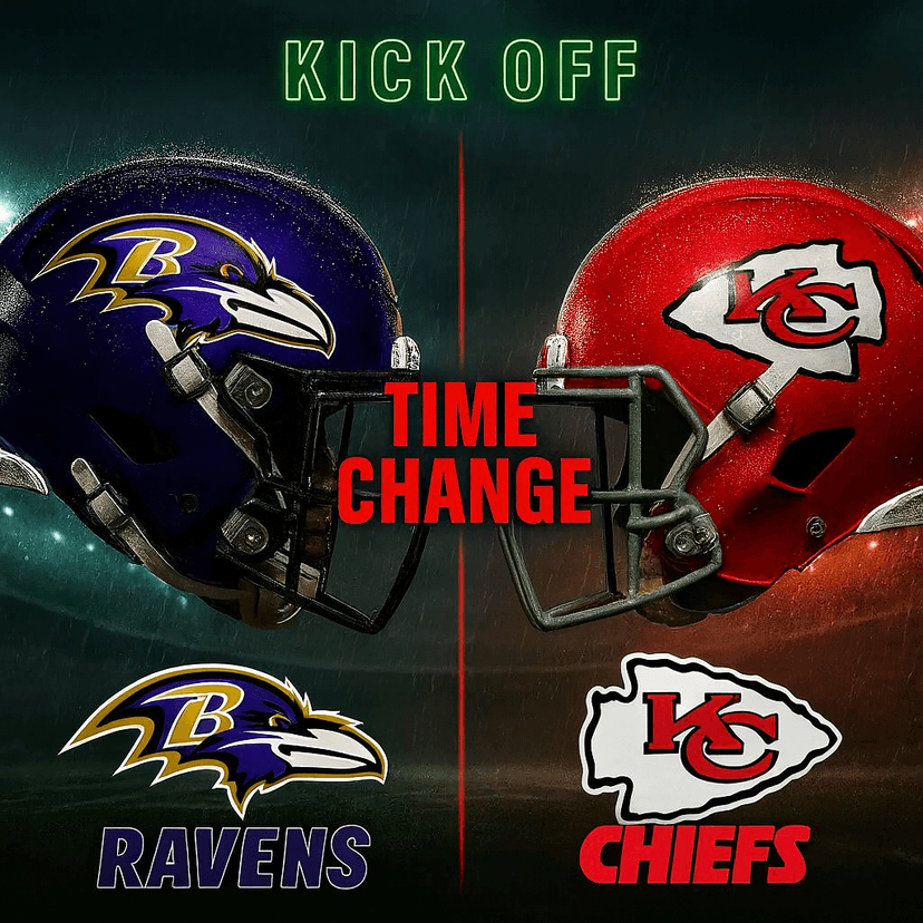 TIME CHANGE: Ravens vs Chiefs – Schedule Advisory Due to Humberto