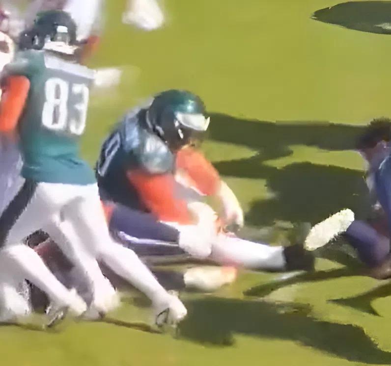VIDEO: Landon Dickerson Clutches Dangling Leg In Agony After Hard Collision On Field Against Broncos