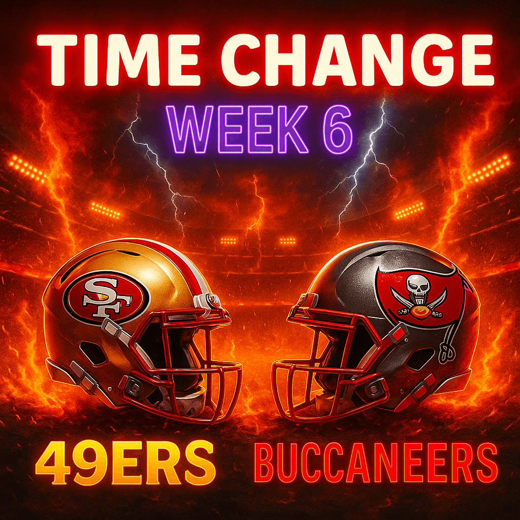 TIME CHANGE: How to Watch 49ERS vs BUCCANEERS in Week 6 - TV, Streaming, Kickoff Info