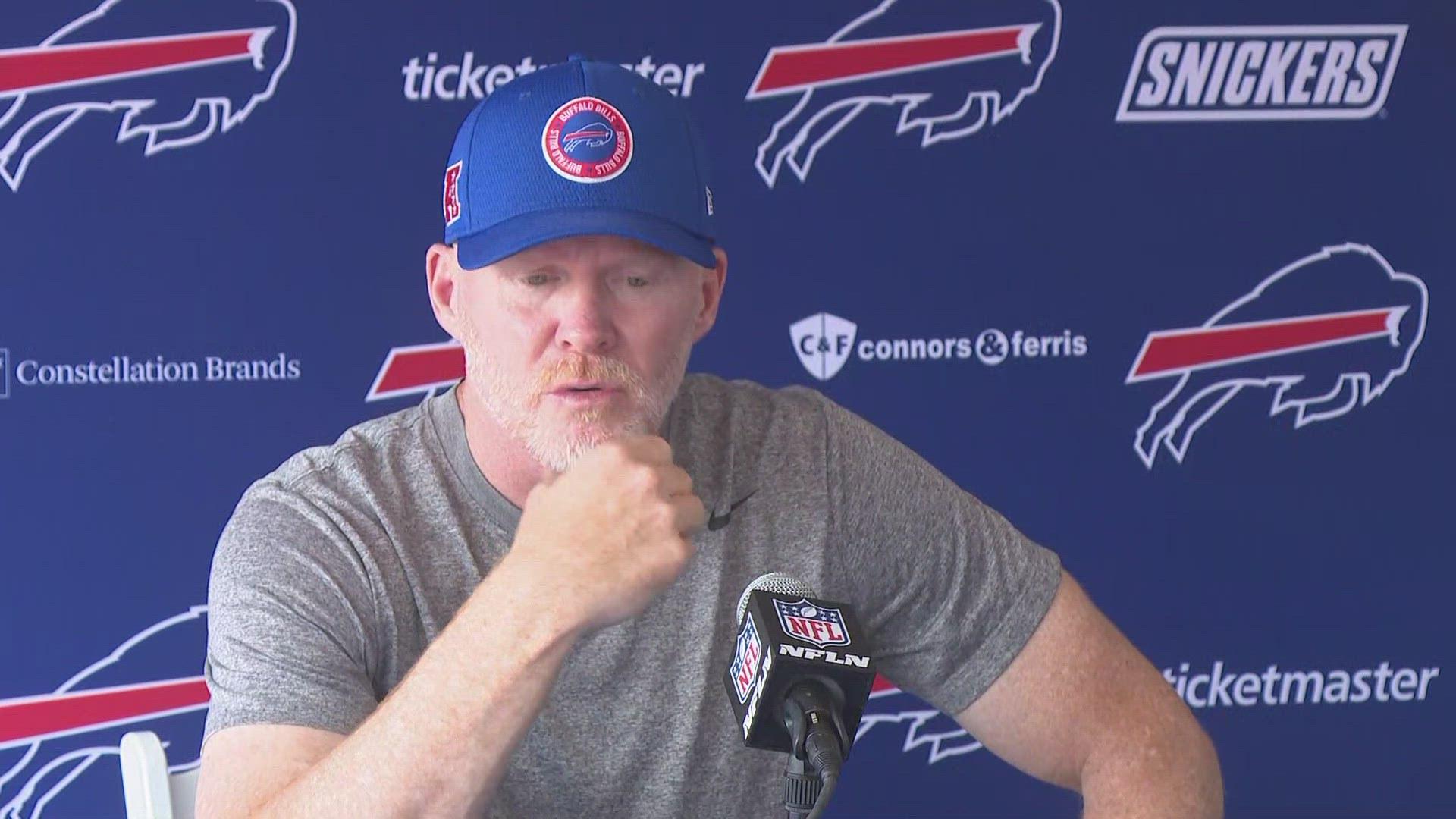Buffalo Bills' head coach Sean McDermott speaks at Training Camp