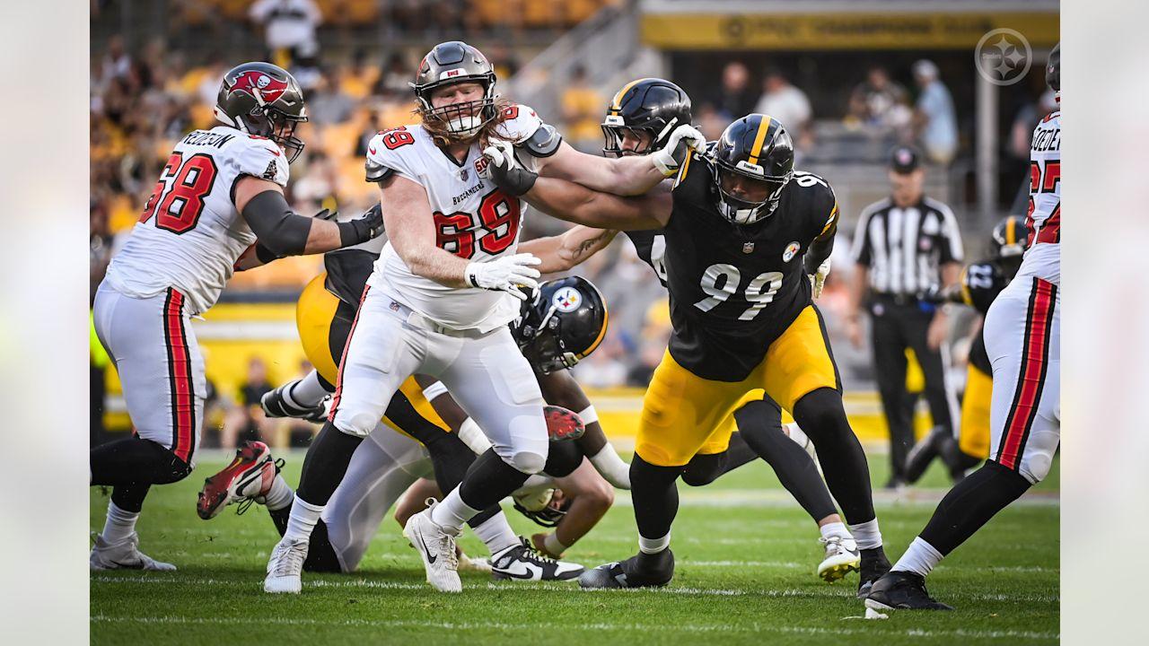 Pittsburgh Steelers defensive tackle Derrick Harmon (99) during a preseason game between the Pittsburgh Steelers and the Tampa Bay Buccaneers, Saturday, Aug. 16, 2025 in Pittsburgh, PA. (Taylor Ollason / Pittsburgh Steelers)