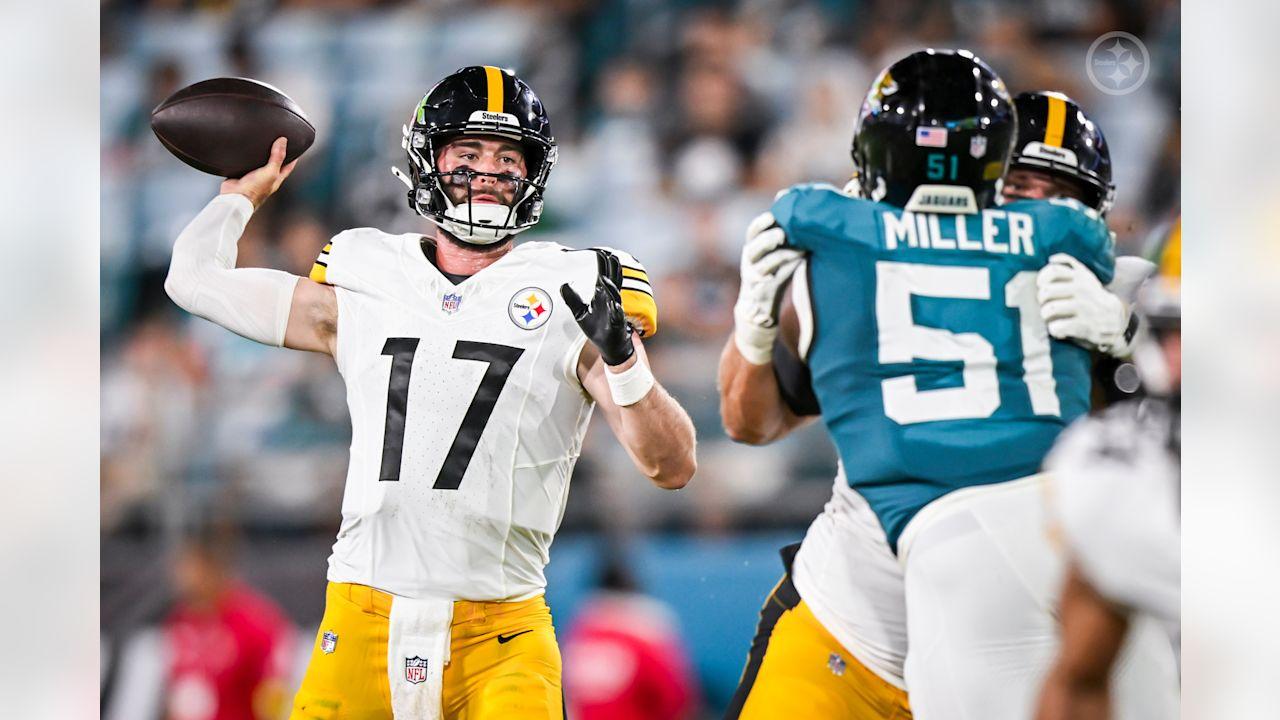 Pittsburgh Steelers quarterback Skylar Thompson (17) during a preseason game between the Pittsburgh Steelers and the Jacksonville Jaguars, on Saturday August 9, 2025 in Jacksonville, FL. (Karl Roser / Pittsburgh Steelers)